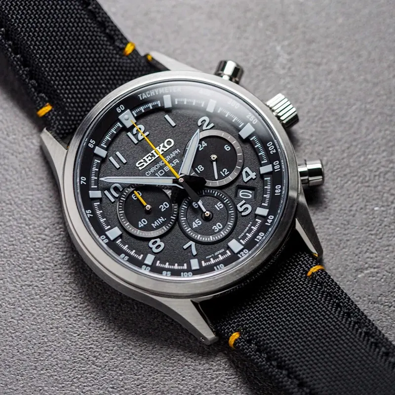 Seiko Sport Chronograph Black Dial Nylon Sporty Men's Watch- SSB449P1